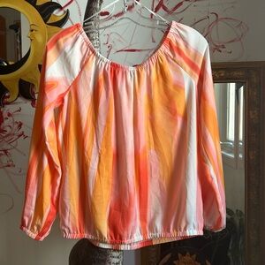 Calvin Klein Multicolor Blouse with Orange and Pink XS